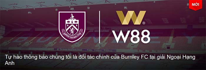 W88 tài trợ Burnley FC