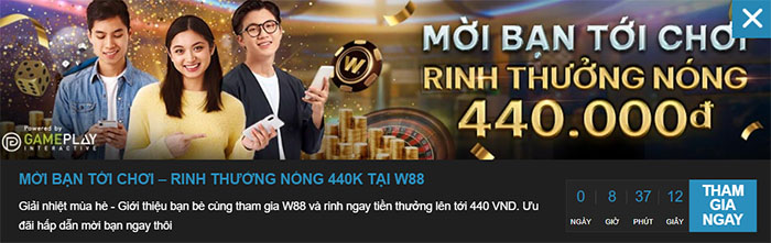 Giới thiệu thành viên đăng ký W88, nhận ngay tiền cược miễn phí