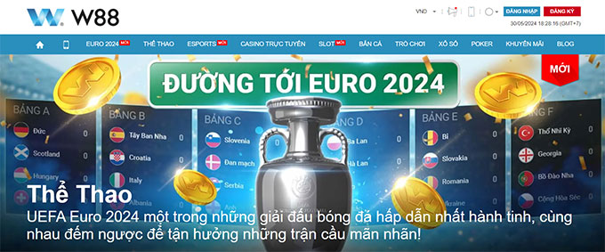 Cùng W88 chuẩn bị đường đến Euro 2024 nhận thưởng lớn!