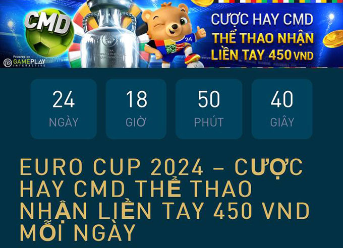Euro cup 2024 – Cược tại CMD Thể Thao nhận 450 VND mỗi ngày