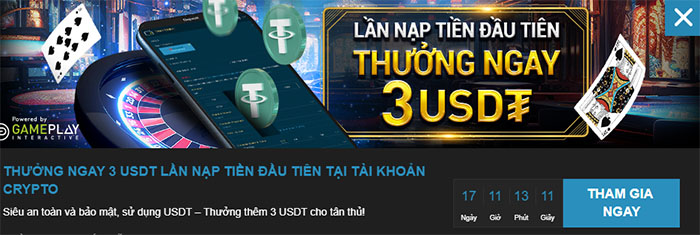 Nạp tiền W88 bằng tài khoản Crypto, nhận thêm 3 USDT